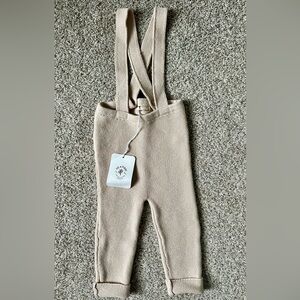 Fin and Vince Cozy Knit Kids Overalls in Sand 12/18M NWT